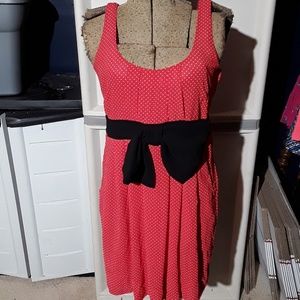 H&M red polka dot dress with black bow size 8